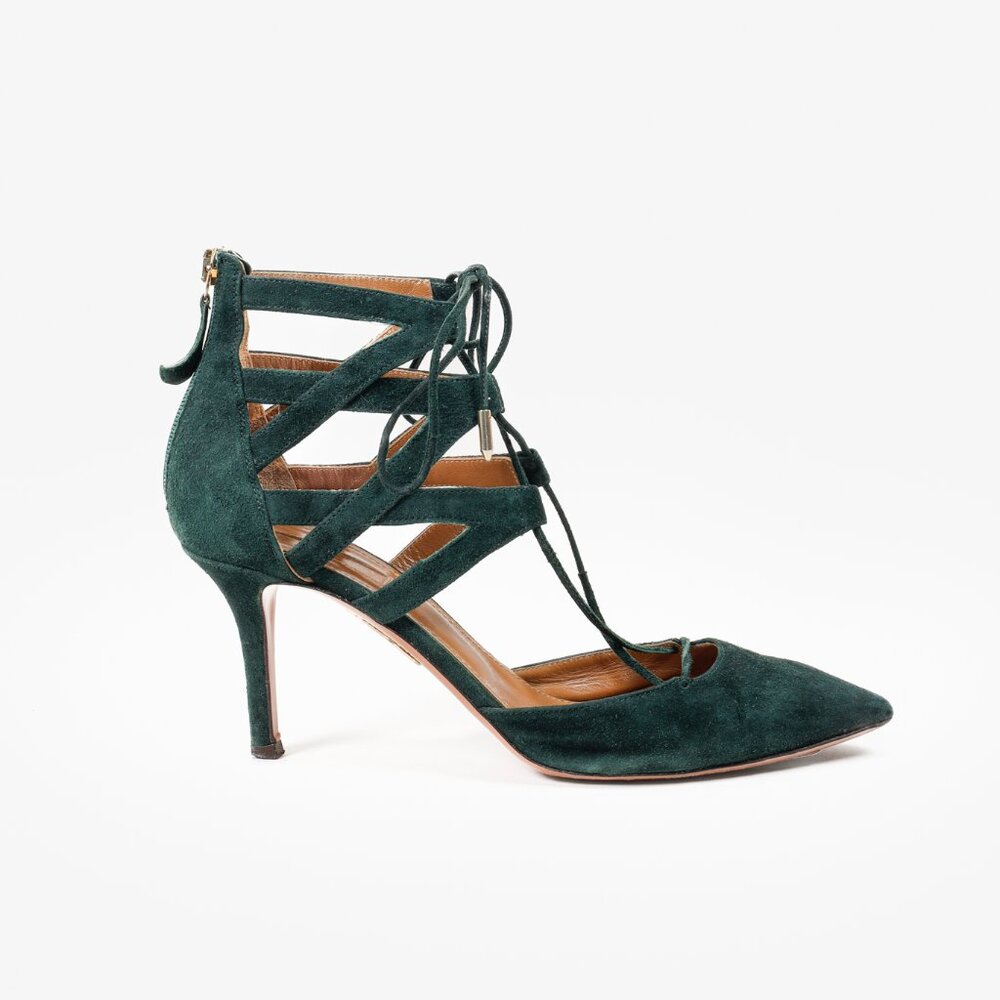 Aquazzura Dark Green Belgravia 75 Heels